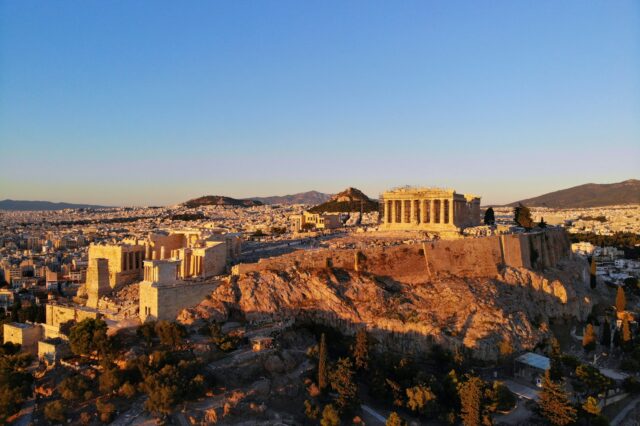 Sonnenuntergang auf der Akropolis, Panorama