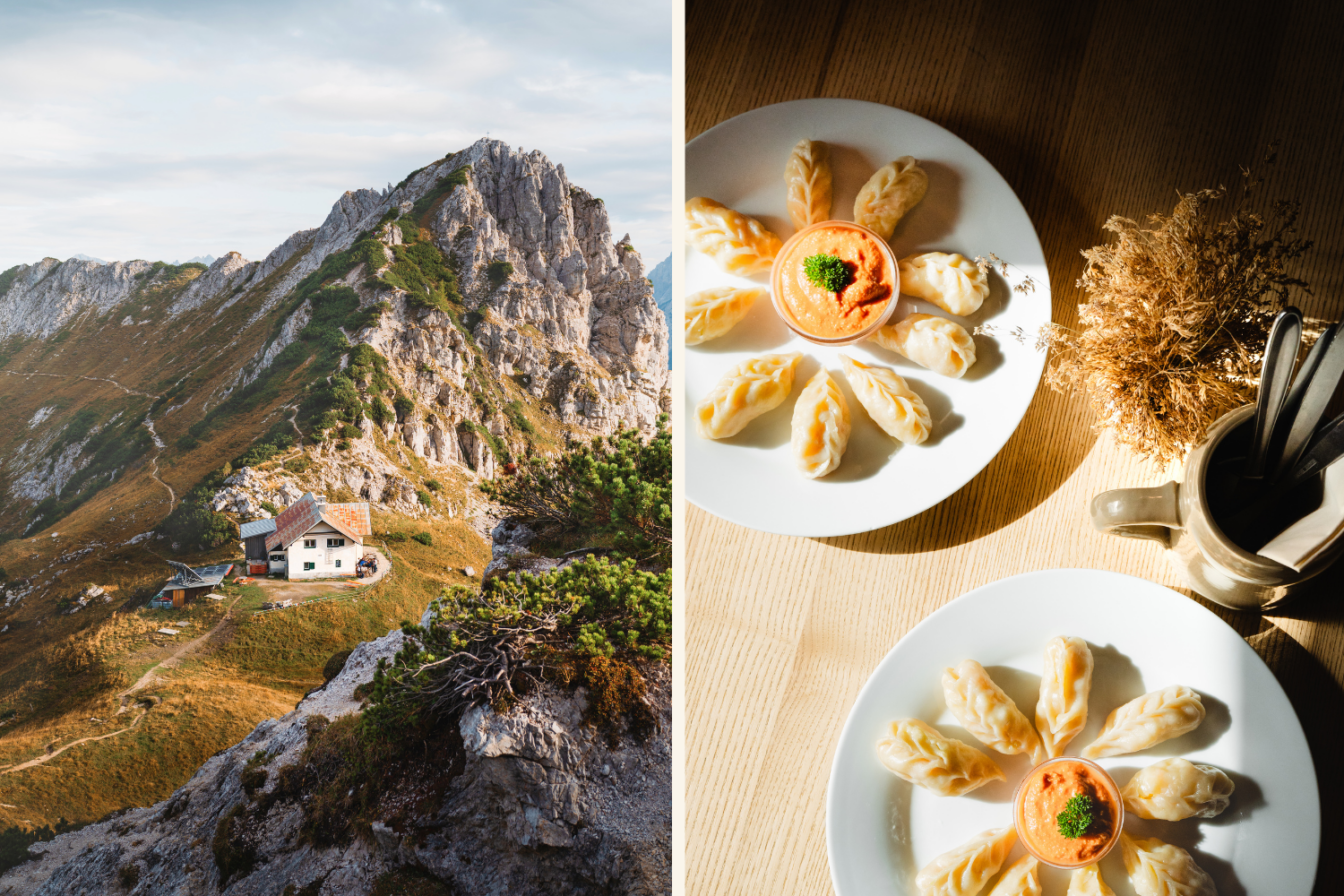 Admonterhaus Gesäuse mit veganen Teigtascherl
