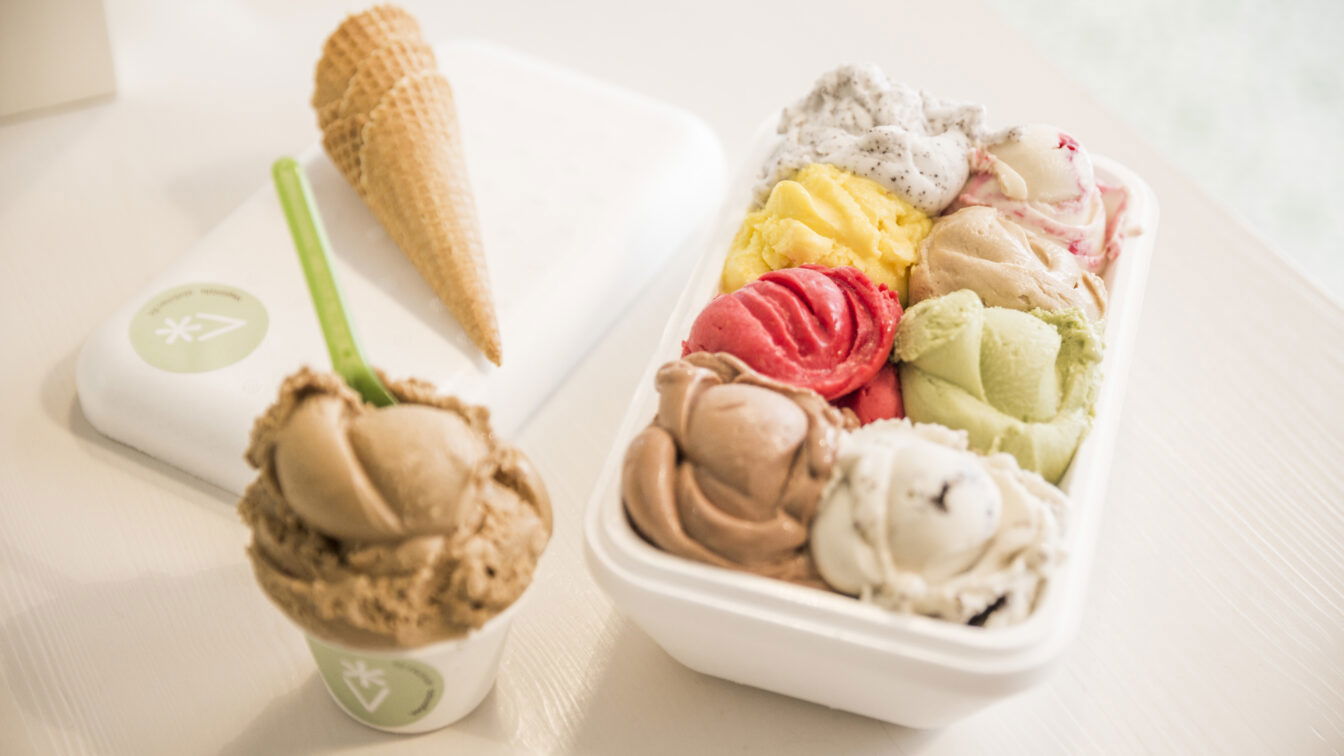 In den Veganista Filialen gibt es bis zu 24 verschiedene Sorten. Alles vegan!